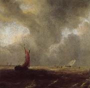 Jacob van Ruisdael Sailing Vessels in a Choppy sea painting